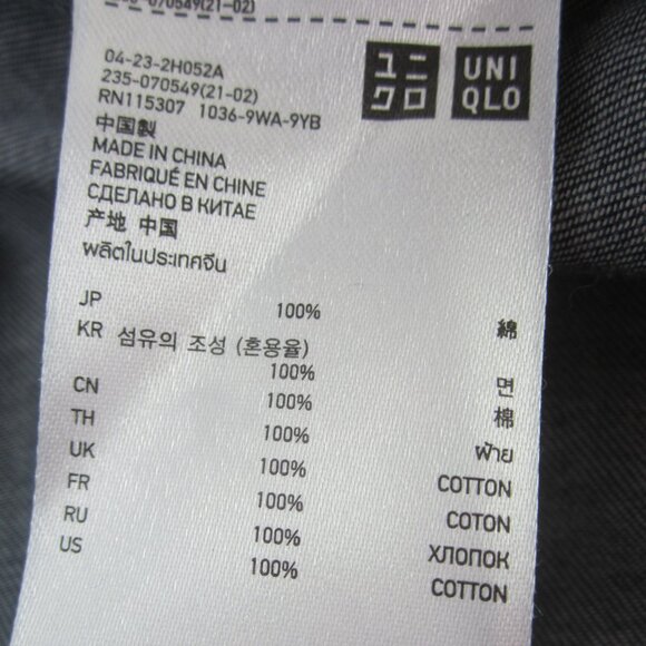 NEW Uniqlo Womens S Dark Wash Navy Blue Denim Shirt Dress Midi 100% Cotton - Picture 4 of 8